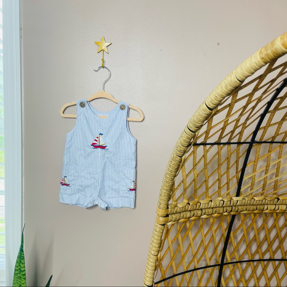 Striped baby boy sailboat overalls ⛵️